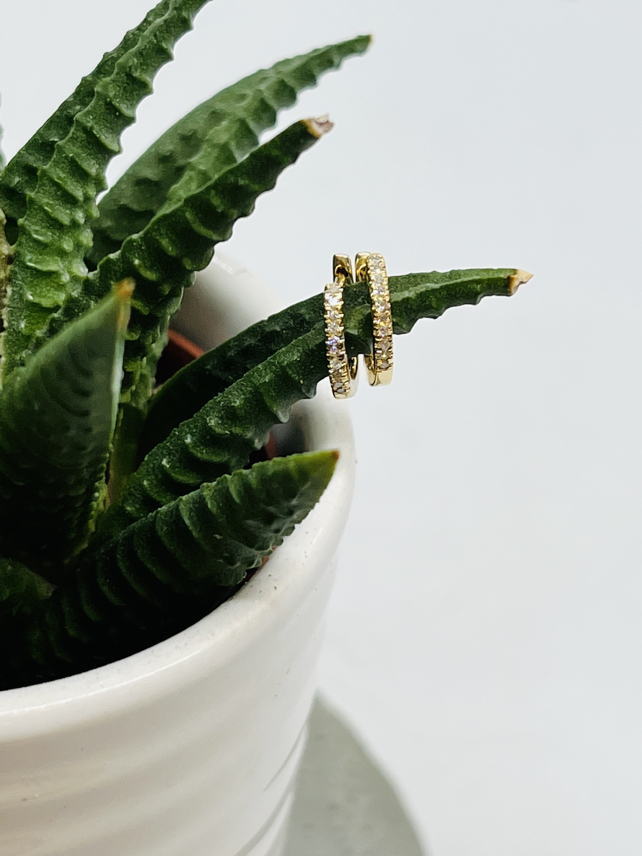 Tiny Diamond and Gold Huggies