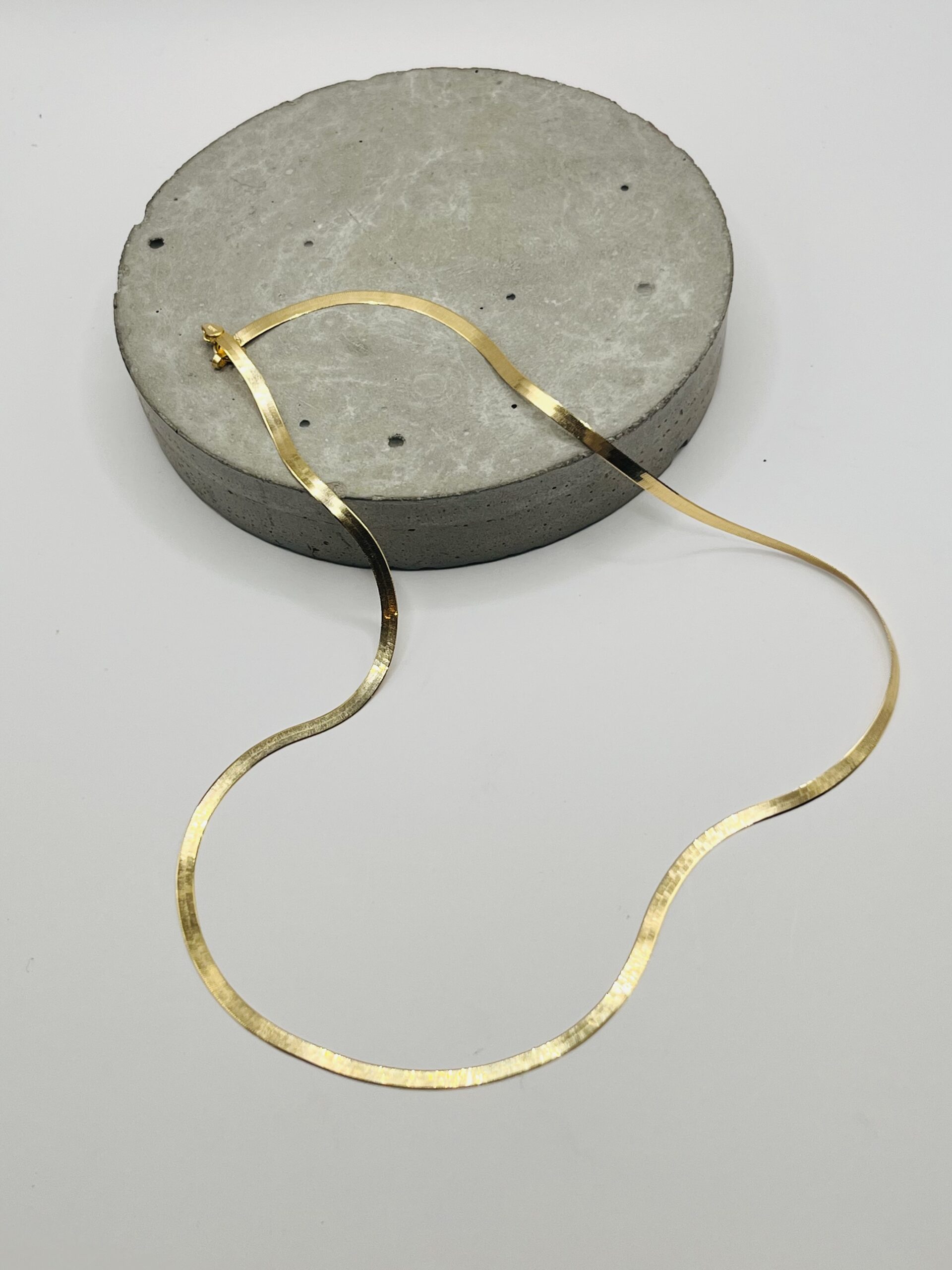 Herringbone Chain Necklace-solid 14k gold