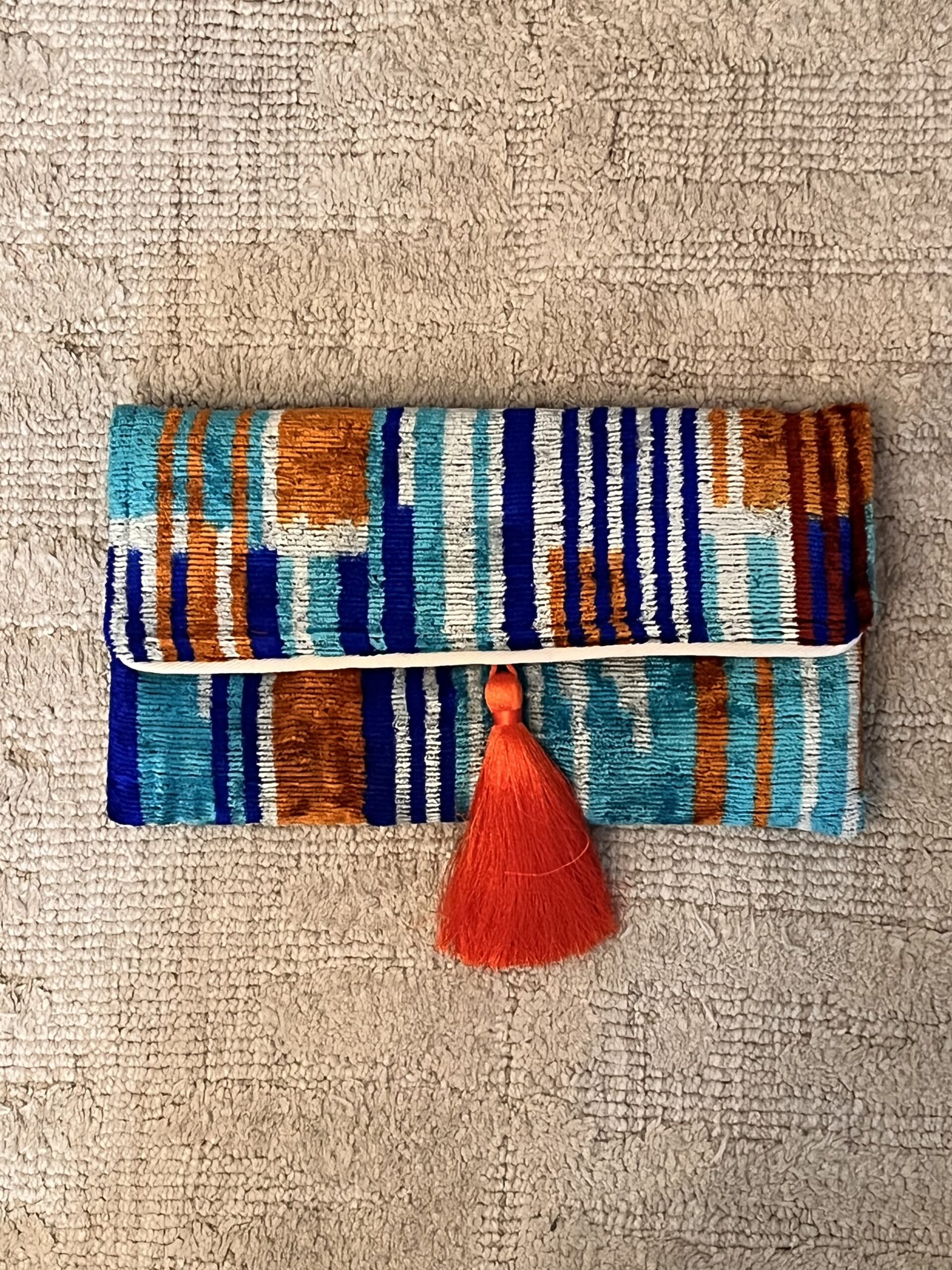 Silk Velvet Ikat Clutch-Stripes