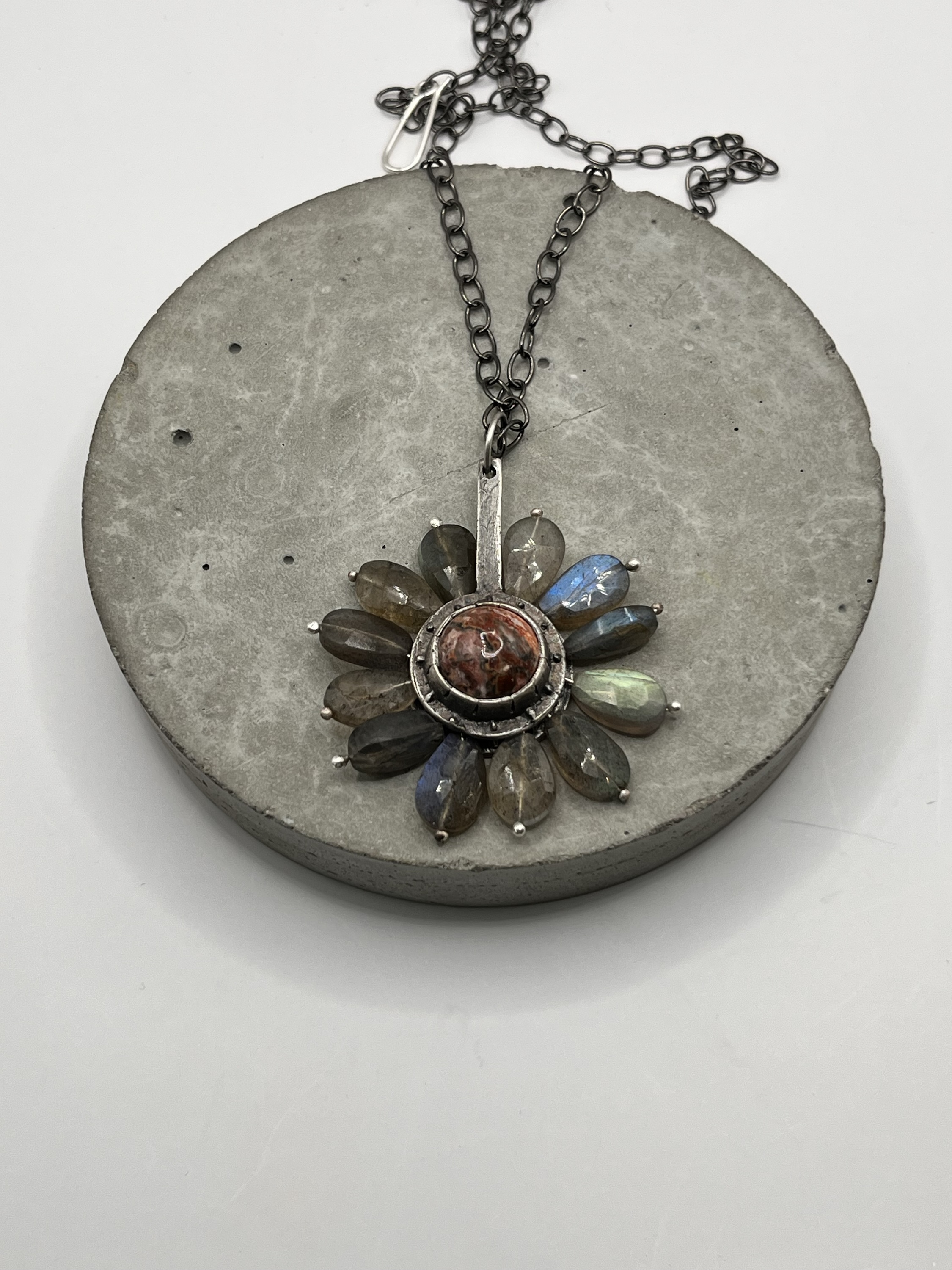 Eric Silva-Flora Bloom/Labradorite and Leopard Jasper Necklace