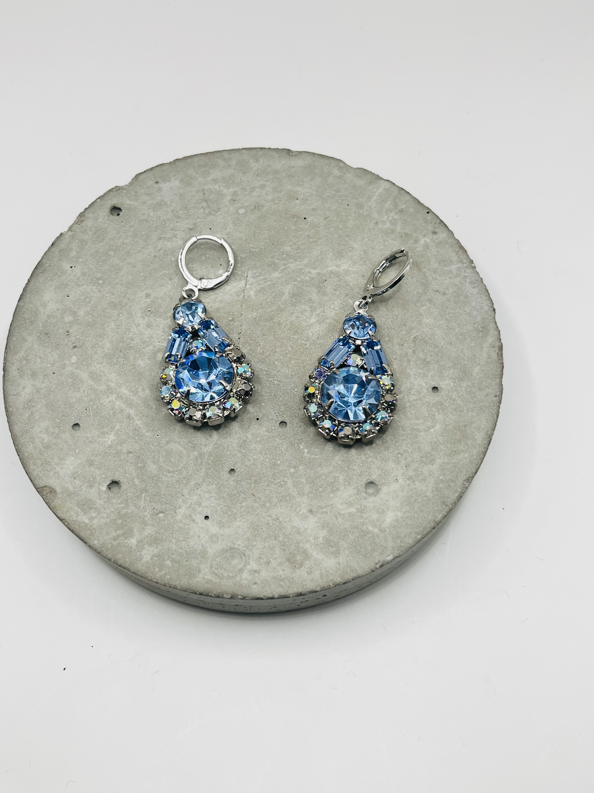 LuLu's Petals-Vintage Ice Blue Earrings