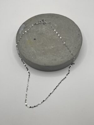 Diamond Cut White Gold Mirror Chain Necklace