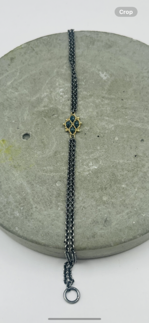 Amali-Blue Diamond Woven Station Bracelet