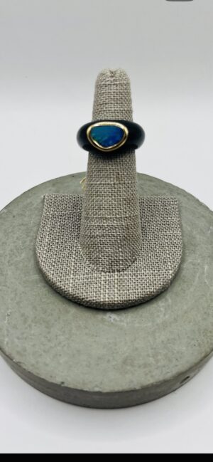 Black Jade and Opal Ring