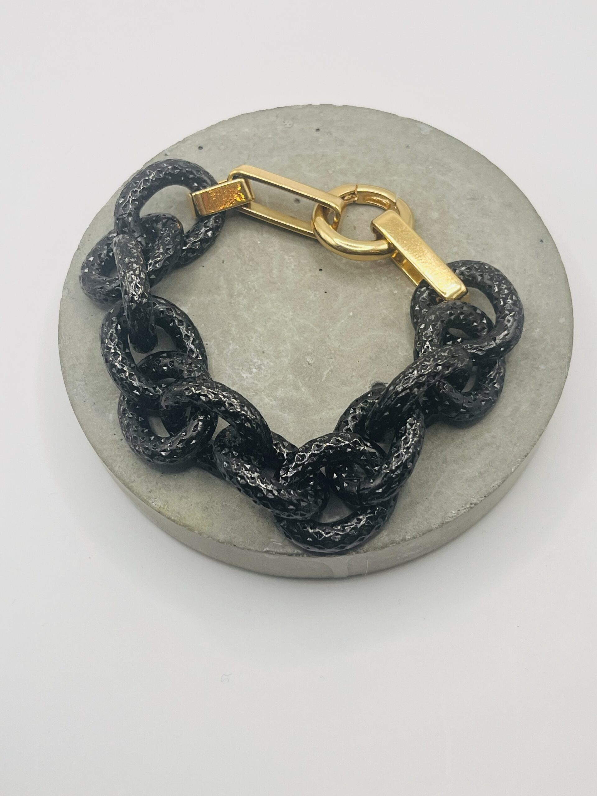 Mabel Chong-Chunky Interlock Silver Diamond Lock Bracelet