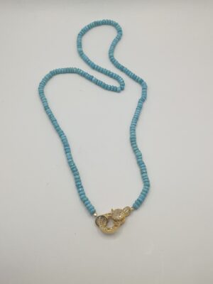 Mabel Chong-Turquoise Diamond Lock Necklace