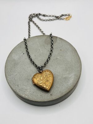 Mixed Metal Vintage Heart Locket Necklace