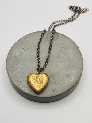 Mixed Metal Vintage Heart Necklace