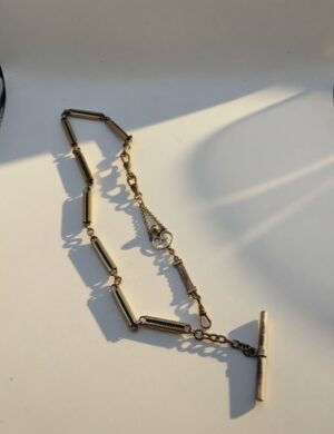 Vintage Watch Fob Chain Necklace-T-Bar with mixed detailed chains
