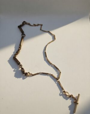 Vintage Watch Fob Chain Necklace-T-bar with mixed chain